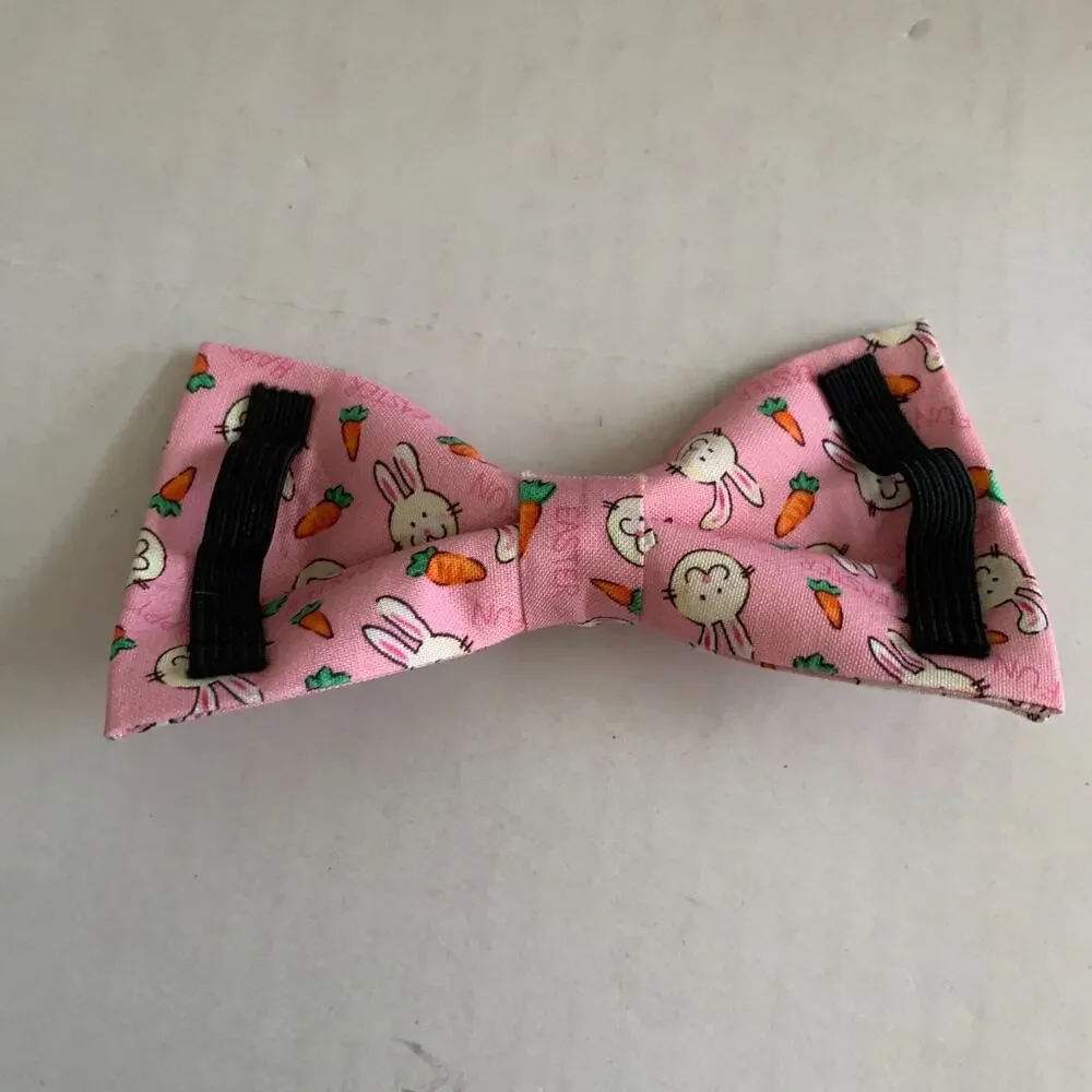 Unique Style Paws Adjustable Cotton Dog Collar With Bowtie Large Dog